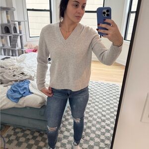 COS Light Gray V-Neck Sweater
